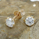Stecker 4mm Zirkonia 9Kt GOLD