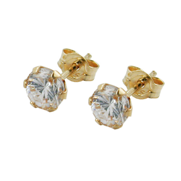 Stecker 4mm Zirkonia 9Kt GOLD