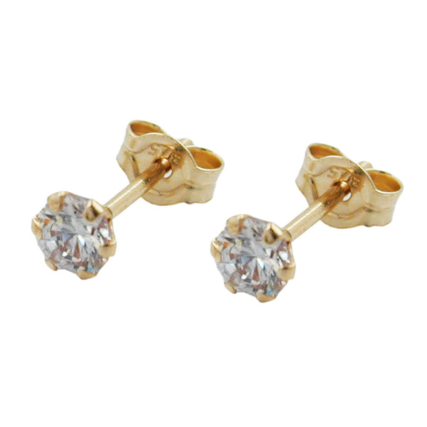 Stecker 3mm Zirkonia 9Kt GOLD