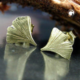 Stecker 9mm Ginkgoblatt glänzend 8Kt GOLD