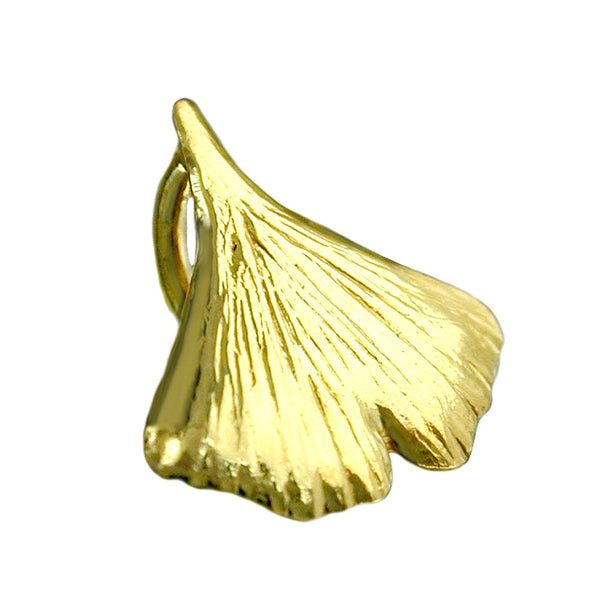 Anhänger, 9mm Ginkgoblatt glzd 9Kt GOLD