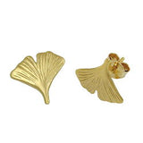 Stecker, 12mm Ginkgoblatt matt 8Kt GOLD
