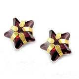 Stecker, synthetischer Granat, 9Kt GOLD
