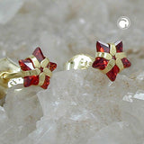 Stecker, synthetischer Granat, 9Kt GOLD
