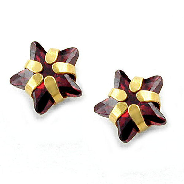 Stecker, synthetischer Granat, 9Kt GOLD
