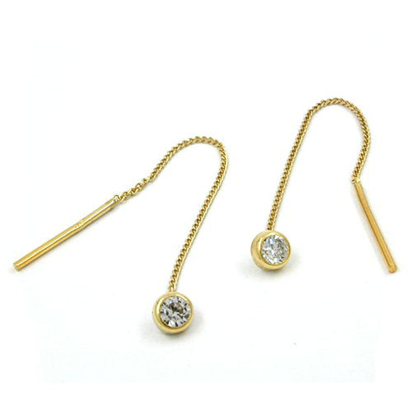 Durchzieher 51x4mm Kettchen Zirkonia 9Kt GOLD