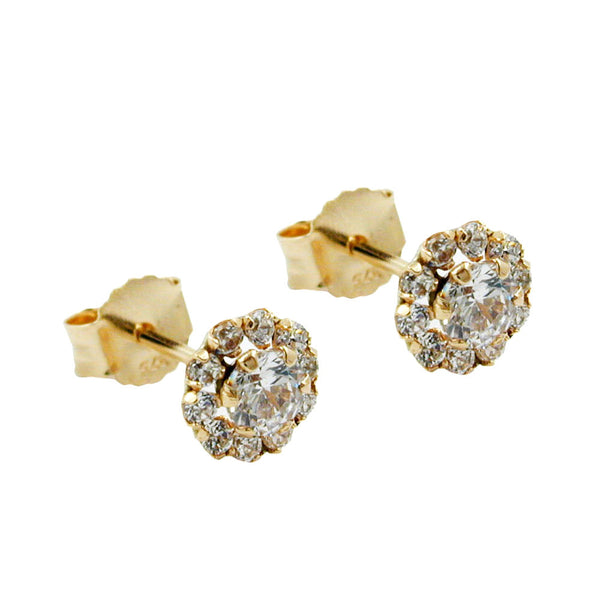 Stecker kleine Blume Zirkonia, 9Kt GOLD