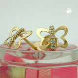 Stecker 6x8mm Schmetterling mit Zirkonias 9Kt GOLD