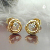 Stecker, Zirkonia, 2 Kreise, 9Kt GOLD
