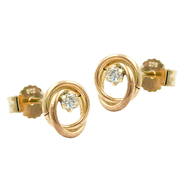 Stecker, Zirkonia, 2 Kreise, 9Kt GOLD