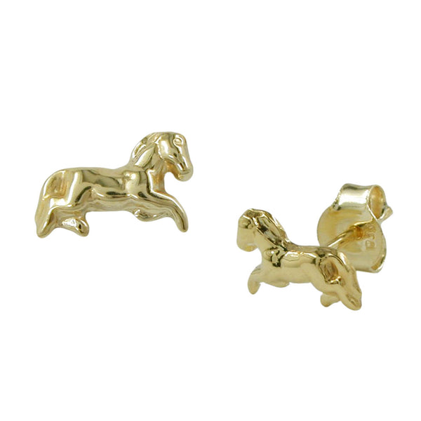 Stecker, Pferde rechts-links, 9Kt GOLD