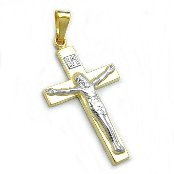 Anhänger, Jesuskreuz bicolor, 9Kt GOLD