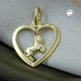Anhänger, Herz mit Pferd 9Kt GOLD