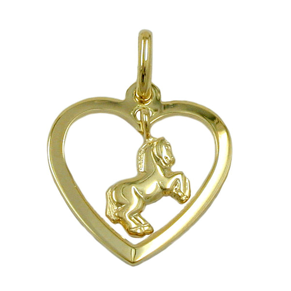 Anhänger, Herz mit Pferd 9Kt GOLD
