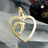 Anhänger, Herz mit Delfin 9Kt GOLD