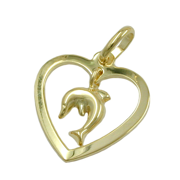 Anhänger, Herz mit Delfin 9Kt GOLD