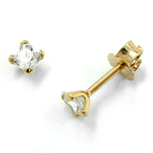 Stecker, Viereck mit Zirkonia 9Kt GOLD