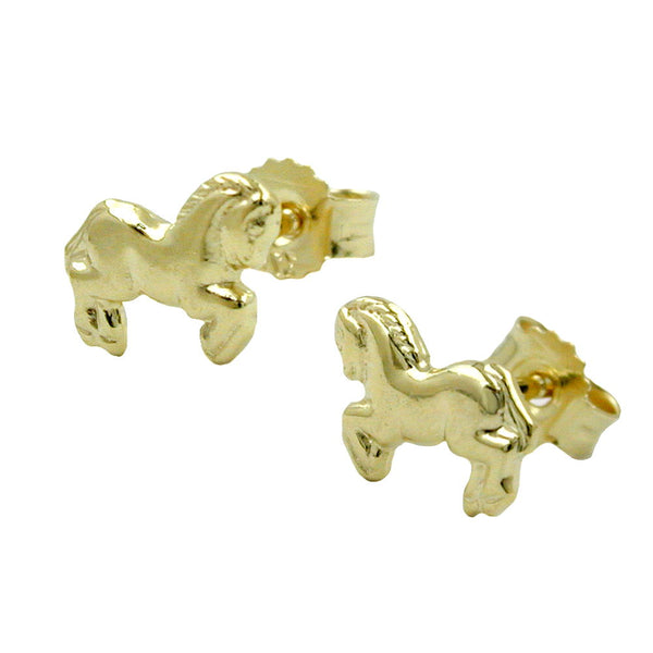 Stecker 6x7mm Pferde glänzend 9Kt GOLD