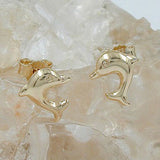 Stecker 8x7mm springender Delfin glänzend 9Kt GOLD