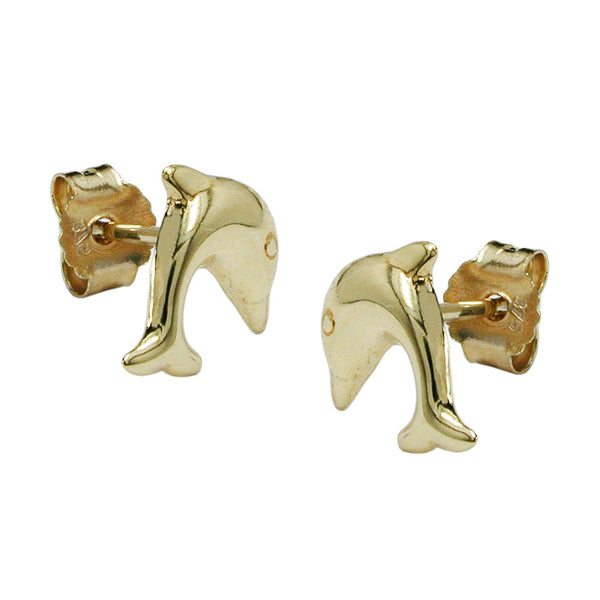 Stecker 8x7mm springender Delfin glänzend 9Kt GOLD