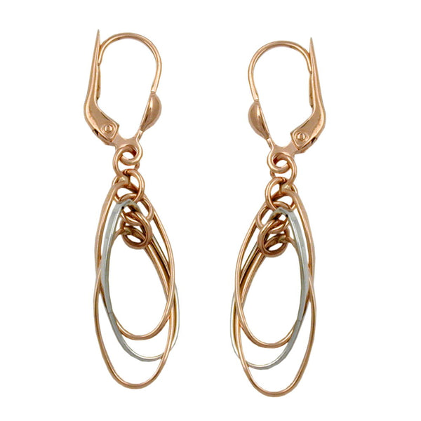 Brisur, 3 Ovale hängend, 9Kt Rotgold