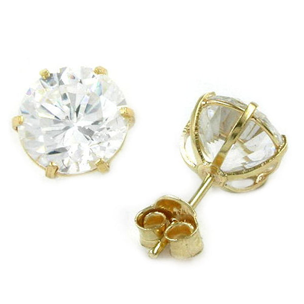 Stecker 8mm großer Zirkonia rund 9Kt GOLD