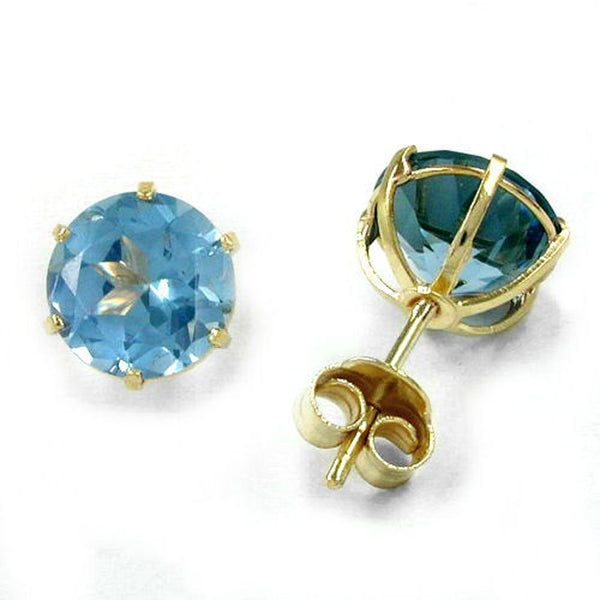 Stecker, synthetischer Aqua, 8Kt GOLD