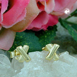 Stecker, kleines X matt-glzd, 8Kt GOLD