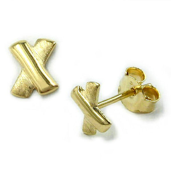 Stecker, kleines X matt-glzd, 8Kt GOLD