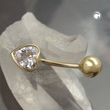 Piercing 20x6mm Zirkonia-Herz 14Kt GOLD