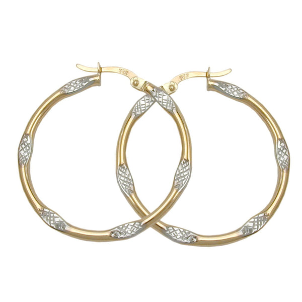 Creole 30mm bicolor rhodiniert diamantiert 9Kt GOLD