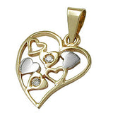 Anhänger Herz-bicolor Zirkonia 9Kt GOLD