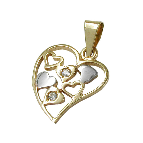 Anhänger Herz-bicolor Zirkonia 9Kt GOLD