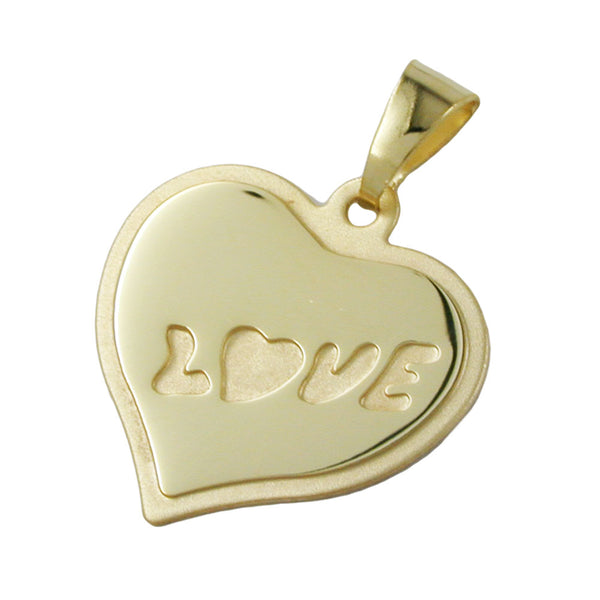 Anhänger, Herz LOVE matt-glzd, 8Kt GOLD
