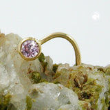 Nasenstecker 2,5mm Zirkonia rund pink 18Kt Gold
