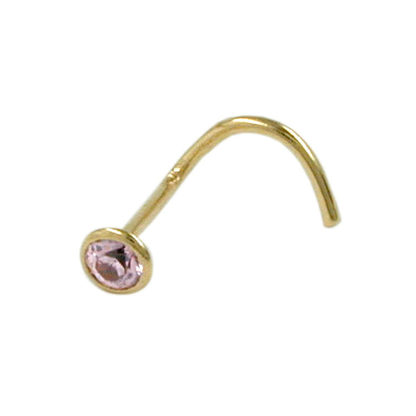Nasenstecker 2,5mm Zirkonia rund pink 18Kt Gold