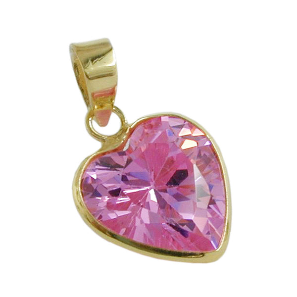 Anhänger, Zirkonia-Herz pink, 9Kt