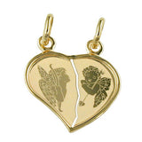Anhänger Doppelanhänger Herz 20x18mm mit Engeln 14Kt GOLD