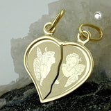 Anhänger Doppelanhänger Herz 20x18mm mit Engeln 14Kt GOLD