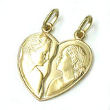 Anhänger Doppelanhänger Herz 22x20mm Mann Frau glänzend 14Kt GOLD