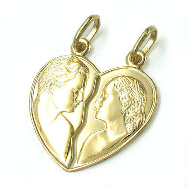 Anhänger Doppelanhänger Herz 22x20mm Mann Frau glänzend 14Kt GOLD