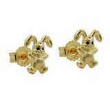 Stecker 7x6mm kleiner Hase matt-glänzend 9Kt GOLD