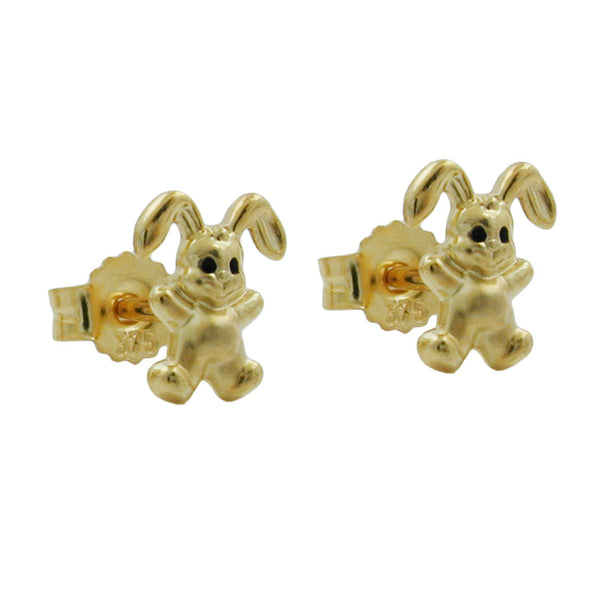 Stecker 7x6mm kleiner Hase matt-glänzend 9Kt GOLD
