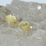 Stecker, 9mm Ginkgoblatt, 14Kt GOLD