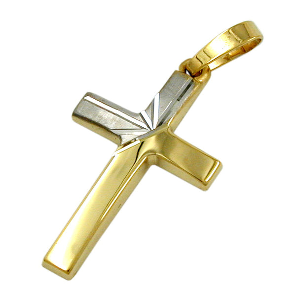 Anhänger, Kreuz bicolor, 14Kt GOLD