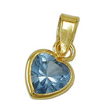 Anhänger Herz, synth. Aqua, 14Kt GOLD