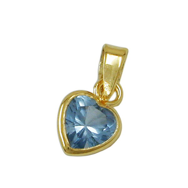 Anhänger Herz, synth. Aqua, 14Kt GOLD
