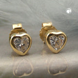 Stecker, Zirkonia Herz, 9Kt GOLD