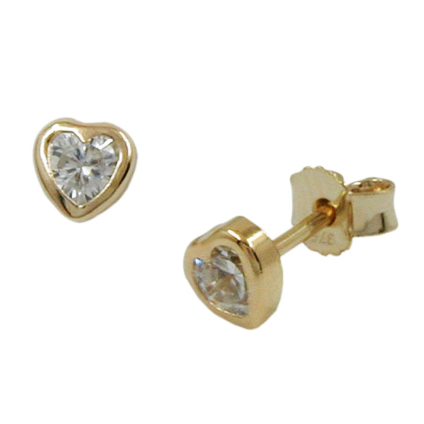 Stecker, Zirkonia Herz, 9Kt GOLD
