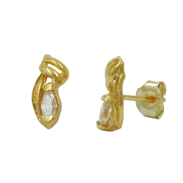 Stecker 10x4mm filigran mit Zirkonia 9Kt GOLD